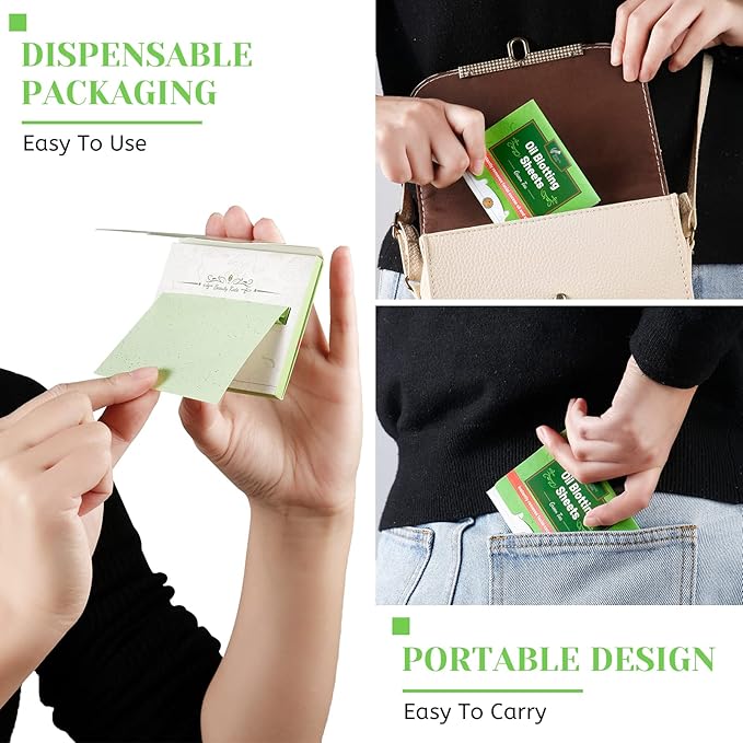 Oil Blotting Sheets for Face - Green Tea,26% Larger,6pk/600 Natural Blotting Paper for Oily Skin,Makeup Friendly Oil Absorbing Sheets,Easy To Grab One-Velvo Beauty