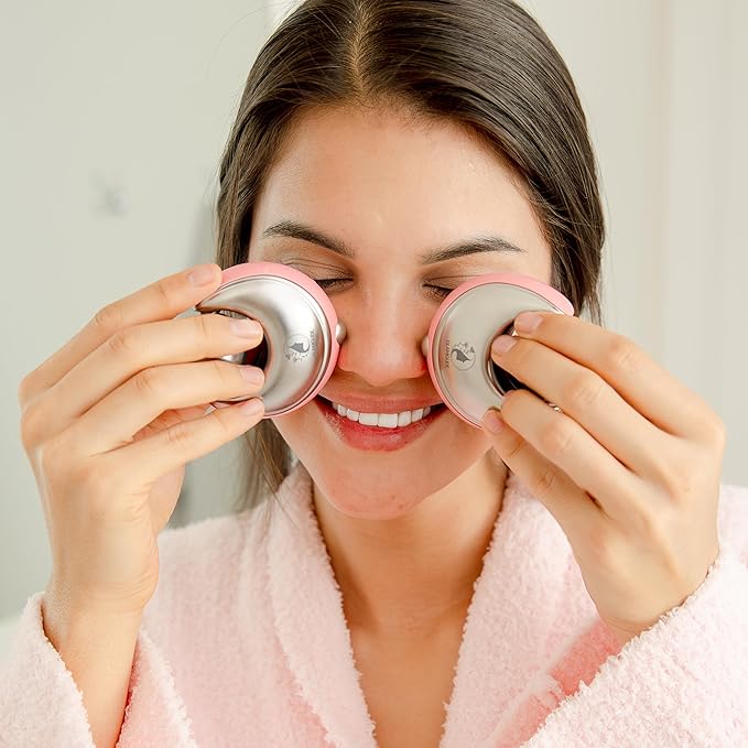 Cryo-Infused Ice Roller for Face Women Pack of 2 - Ergonomic Facial Ice Roller for Eyes, Cheeks, Nose, Mouth, Neck - Travel Freezer Face Depuffer Massager - Skincare Beauty Ice Globes for Face-Velvo Beauty