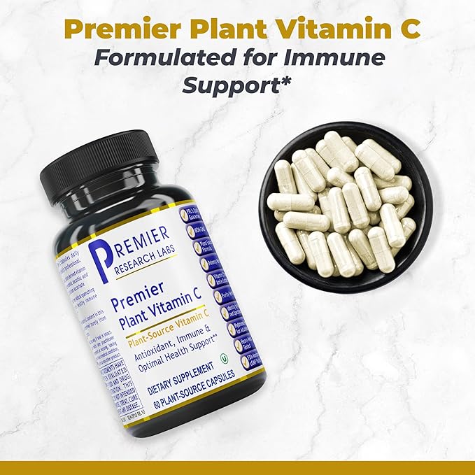 Premier Research Labs Vitamin C Supplement - Natural Vitamin C, Whole Food Vitamin C, Essential C Complex, Pure with Bioflavonoids & Organic Ingredients - 60 Vegetarian Capsules-Velvo Beauty