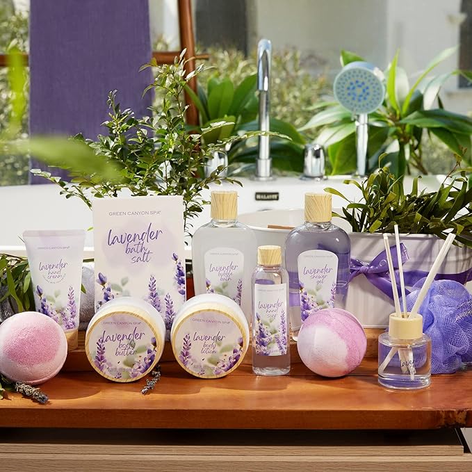 Gifts Baskets for Women, Christmas Bath Sets for Women Gift, 12Pcs Lavender Spa Kit Includes Bath Bomb, Body Lotion, Body Wash, Spa Basket for Men, Gifts for Birthday Christmas-Velvo Beauty