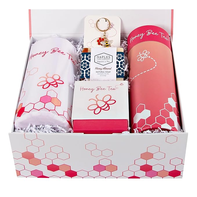 Honey Bee Tea™ Gift Set | Gifts for Women | 7 Piece Set | Hand Picked Beautifully Packaged | Luxury Spa Gift Featuring Naples Soap Company-Velvo Beauty