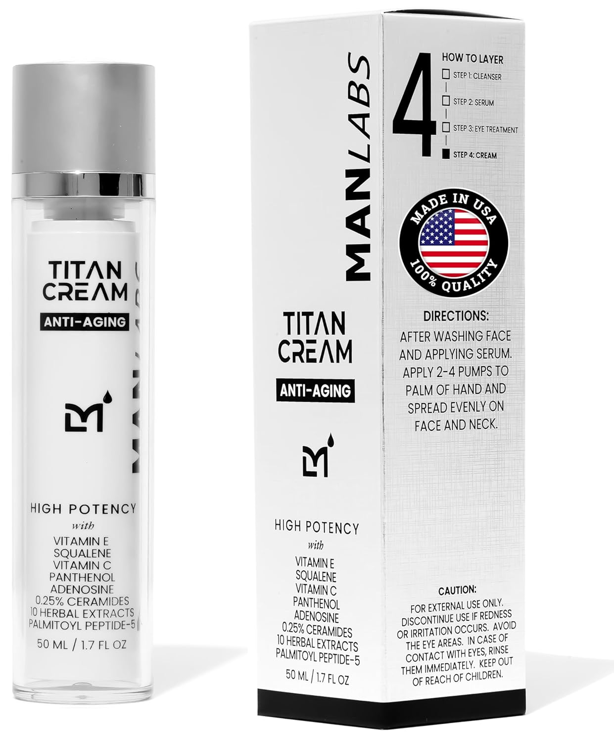 Titan Anti-Aging Mens Face Cream – Mens Face Moisturizer – For Men, Face Lotion – Men, Skin Care – Tighten, Tone, Revitalize – Ceramides, Vitamin C & E, Squalane – All Skin Types – Unscented-Velvo Beauty