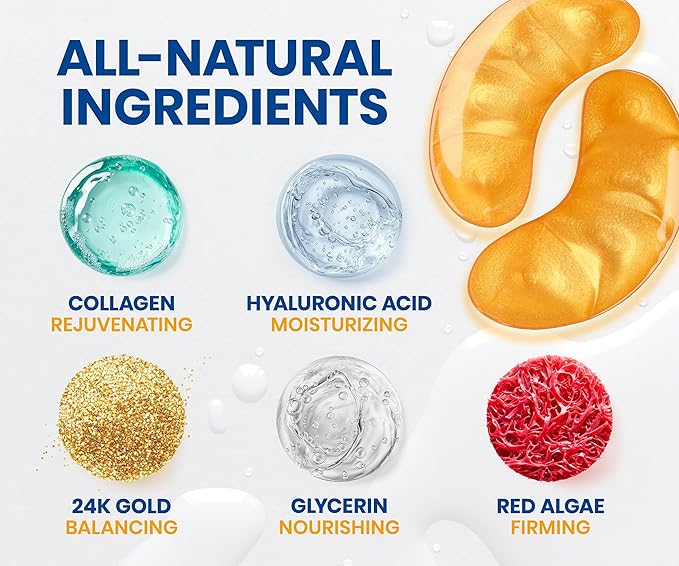 Stylia Under Eye Patches for Puffy Eyes and Dark Circles (30 Pairs) - 24k Gold Under Eye Mask with Vitamin C, Hyaluronic Acid, Pearl Extract - Eye Masks for Dark Circles and Puffiness-Velvo Beauty