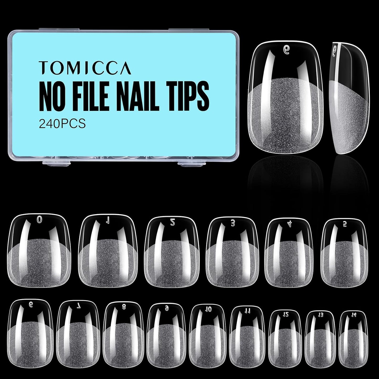 TOMICCA Extra Short Square Nail Tips,Fake Nails Half Matte Acrylic Gel Nail Tips 240Pcs Full Cover False Nails 12 Sizes for Nail Extension Home DIY Salon-Velvo Beauty