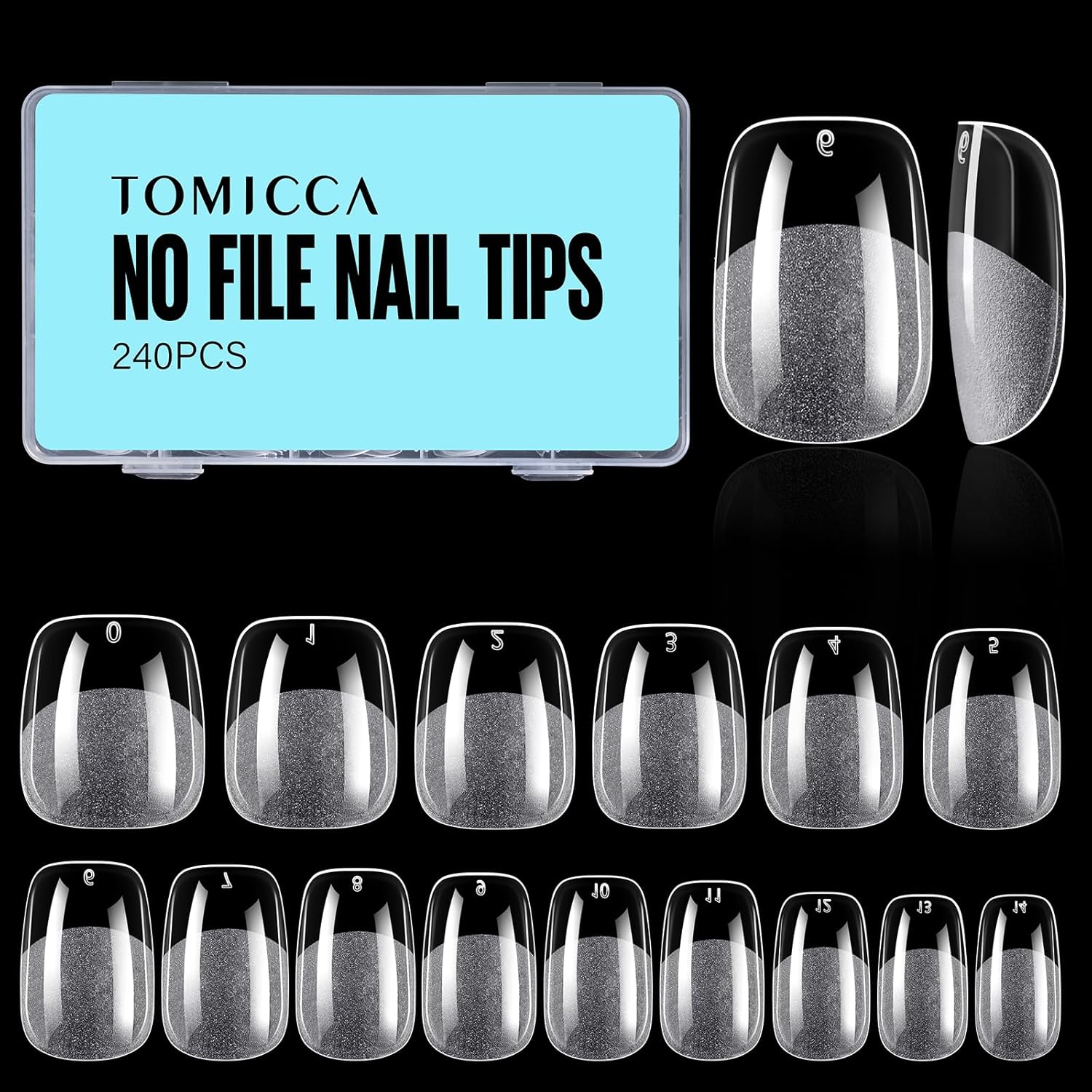 TOMICCA Extra Short Square Nail Tips,Fake Nails Half Matte Acrylic Gel Nail Tips 240Pcs Full Cover False Nails 12 Sizes for Nail Extension Home DIY Salon-Velvo Beauty