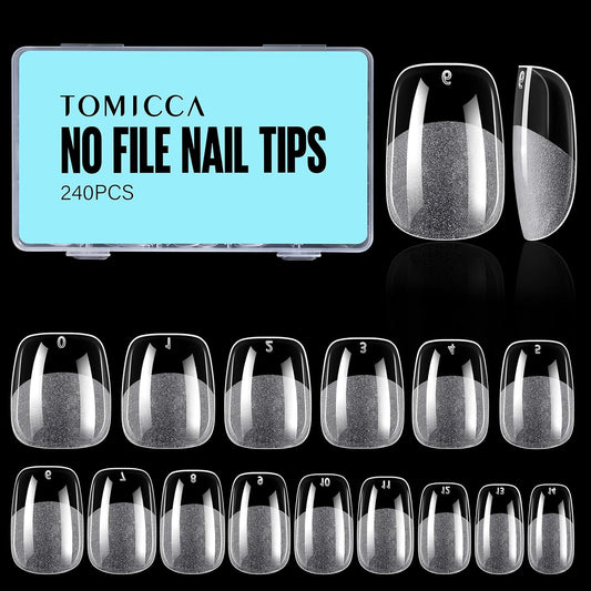 TOMICCA Extra Short Square Nail Tips,Fake Nails Half Matte Acrylic Gel Nail Tips 240Pcs Full Cover False Nails 12 Sizes for Nail Extension Home DIY Salon-Velvo Beauty