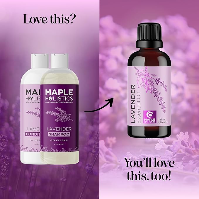 Aromatherapy Lavender Shampoo and Conditioner Set - Paraben and Sulfate Free Shampoo and Conditioner for Women with Chamomile Panthenol Jojoba Oil plus Cleansing and Calming Lavender Essential Oil-Velvo Beauty