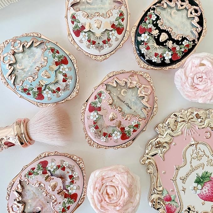 Flower Knows Strawberry Rococo Embossed Blush;Pink Matte Finish;Buildable & Blendable Powder Blush for cheeks,Natural Flush for All Skin Tones(03 Classic Ballet, 5g)-Velvo Beauty