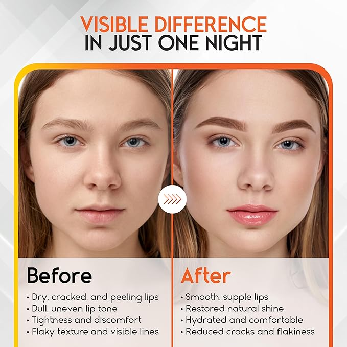 Lip Mask Overnight with Hyaluronic Acid & Collagen, Lip Sleeping Mask for Dry Cracked Lips, Moisturizing, Hydrating, Exfoliating Night Treatment for Lip Care (Peach) (0.7, Honey)-Velvo Beauty