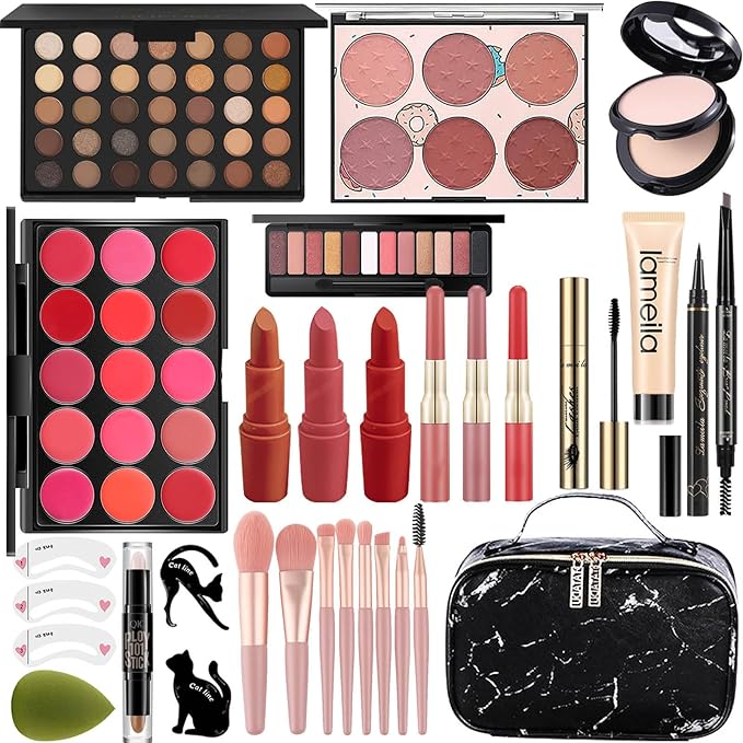 M All In One Makeup Kit, Makeup Kit for Women Full Kit,Multipurpose Women's Cosmetics Set,Beginners and Professionals Alike,Easy to Carry(DLS-Black)-Velvo Beauty