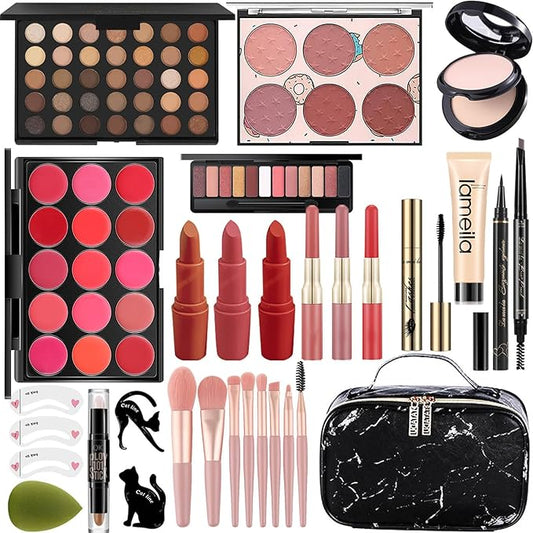 M All In One Makeup Kit, Makeup Kit for Women Full Kit,Multipurpose Women's Cosmetics Set,Beginners and Professionals Alike,Easy to Carry(DLS-Black)-Velvo Beauty