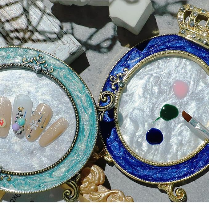 3 Pcs Nail Art Palette, Nail Art Painting Mixed Color Palettes Crown Nail Holder Retro Nail Art Display Board, Nail Art Display Tools Photography Props-Velvo Beauty
