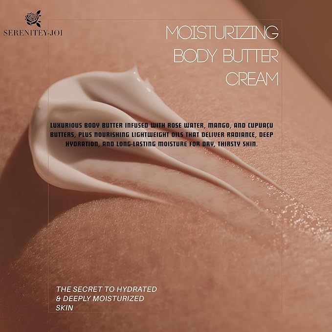 Ultra Moisturizing & Hydrating Body Butter Cream with Botanical Oils, Natural Ceramides, Hyaluronic Acid, Squalane, Cupuacu & Mango Butters-Heal, Soften & Repair Dry Skin 8oz-Velvo Beauty