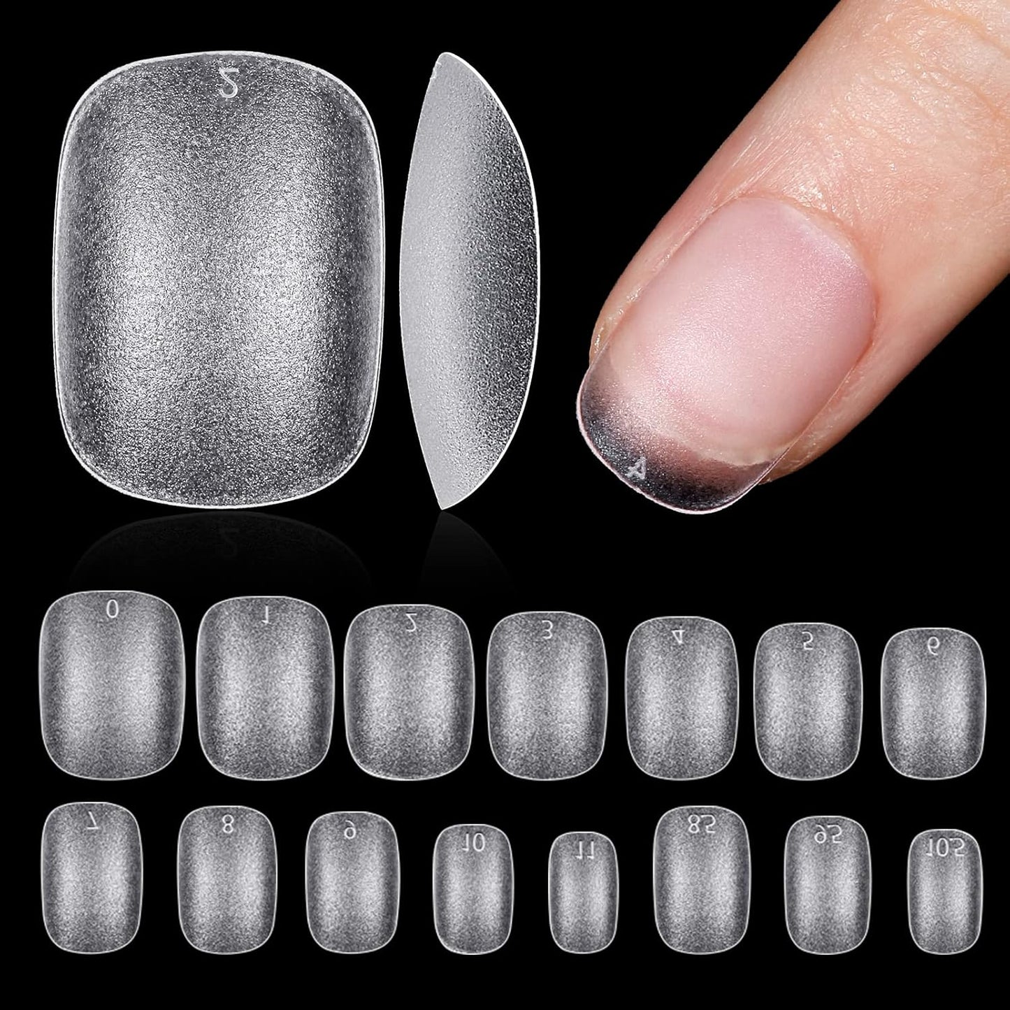 TOMICCA Extra Short Oval Nail Tips, Acrylic Double Sided Matte Fake Nails for Extension,240Pcs 15 Sizes Press On Nail Tips for Home DIY Art Women Girls-Velvo Beauty