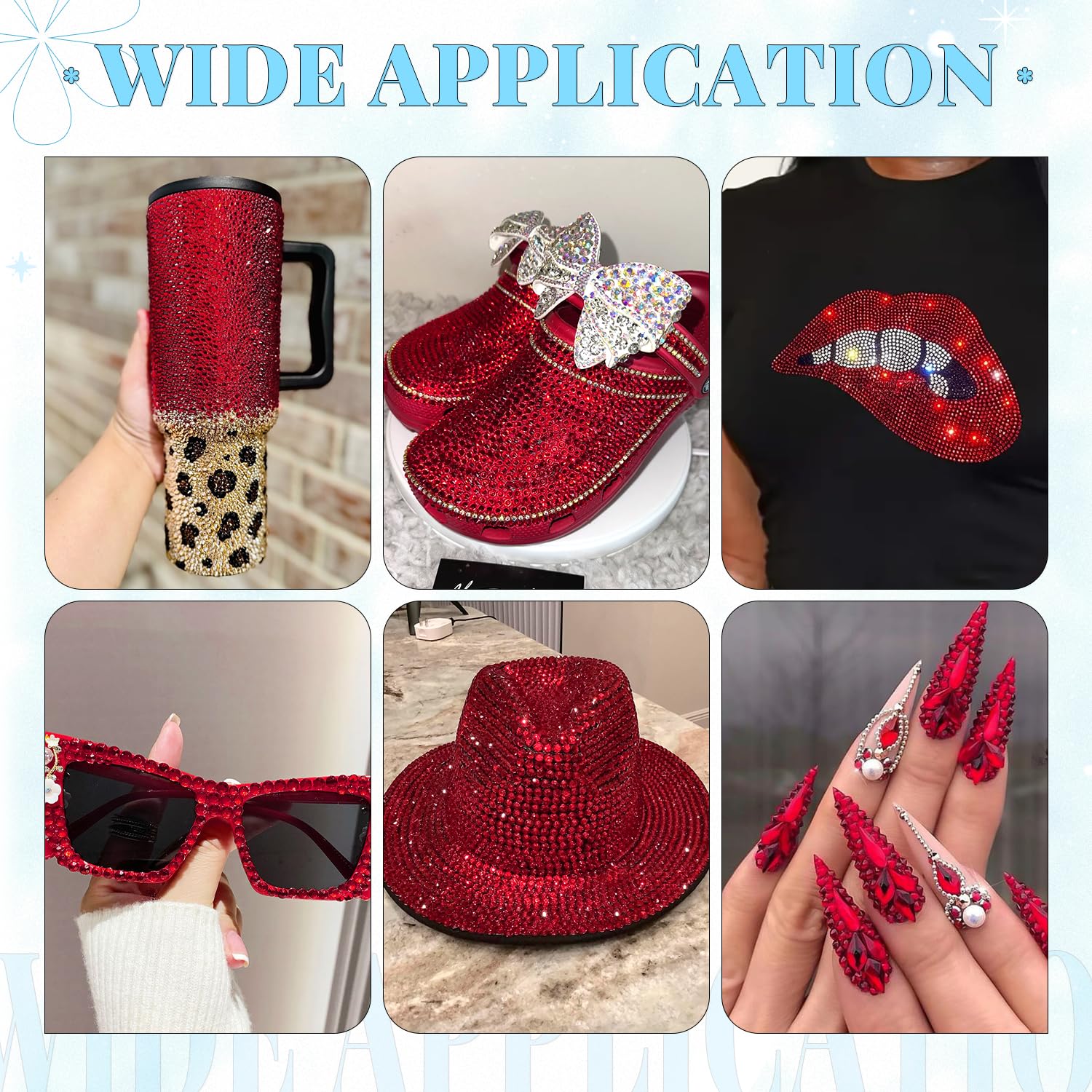 6000Pcs Resin Rhinestones for Bedazzling with 3Pcs B7000 Jewelry Glue, 1 Box Dark Red Flatback Rhinestones for Crafting Crafts DIY, Crystals Gems for Clothing Shoes Tumblers Nail Art Makeup-Velvo Beauty