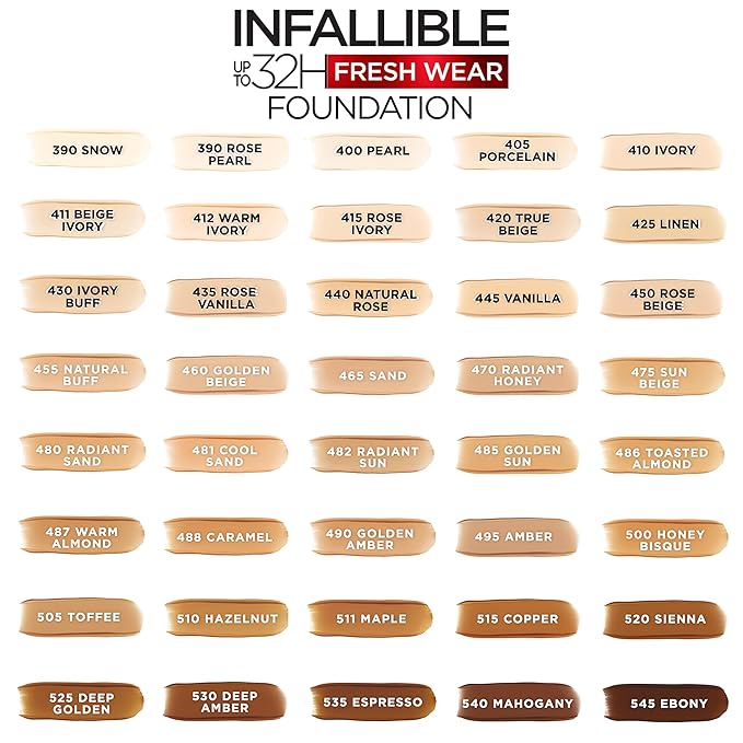 L'Oreal Paris Makeup Infallible Up to 32 Hour Fresh Wear Lightweight Foundation, 390 Snow, 1 Fl Oz, Packaging May Vary-Velvo Beauty