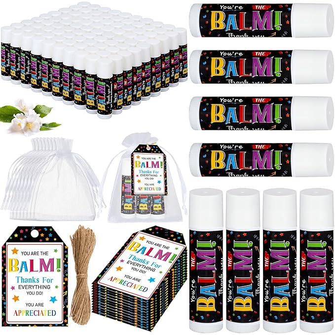 100 Pack Employee Appreciation Gifts Bulk Lip Balms Favors Bulk Small Thank You Gifts Team Appreciation Inspirational Gifts for Women Men Coworkers Staff Teachers Nurses-Velvo Beauty