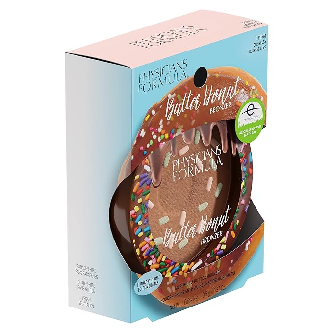 Physicians Formula Murumuru Butter Cheat Day Donut Bronzer, Lightweight, Cruelty-Free, For Sensitive Skin, Dark Shimmer Cream Bronzer, 0.38Oz, Sprinkles-Velvo Beauty