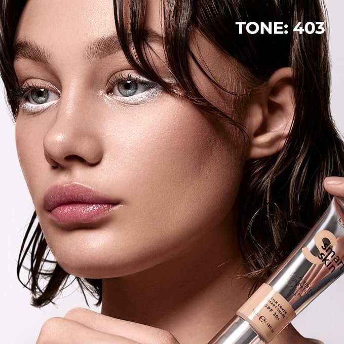 LAMEL Smartskin Serum Tinted Foundation - Hydrating & Nourishing - Hypoallergenic & Skin-Caring - Color Correcting - Anti-Aging Formula with Hyaluronic Acid - 403, 1.18 fl.oz-Velvo Beauty