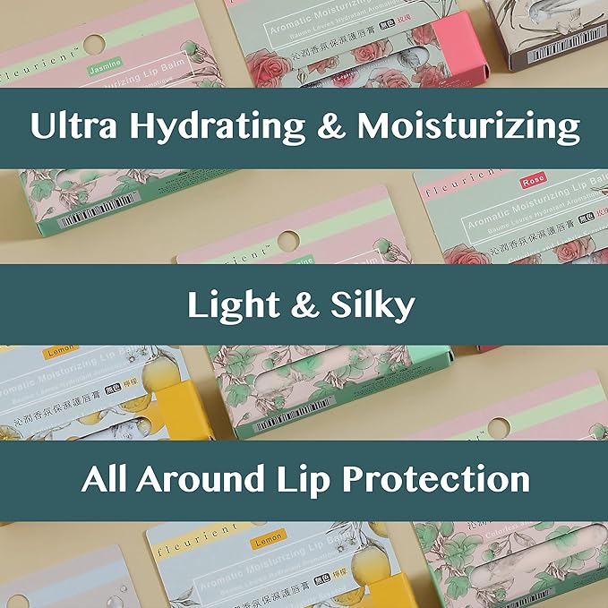 Aromatic Moisturizing Lip Balm-Jasmine, Rose, Lemon | Hydrating, Colorless & Lightly Scented lip moisturizer with Vitamin E (Pack of 3 Scents-0.12oz EA.)-Velvo Beauty