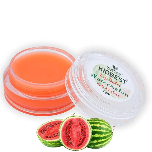 Kidbest Lip Balm for Kids, Extra Nourishing, Soothing Lips, Tear, Paraben, SLS free, Watermelon Flavor, 7gm, Peach-Velvo Beauty