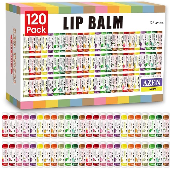 AZEN 120 Pack Lip Balm, Natural Lip Balm Bulk, Lip Care Product, Moisturizing Lip Balm for dry cracked lips-Velvo Beauty