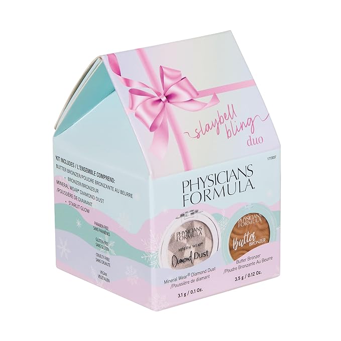 Physicians Formula Slaybell Bling Duo - Butter Bronzer & Diamond Dust Holiday Gift Set, Murumuru Butter Infused for a Radiant Glow, Cruelty Free & Vegan-Velvo Beauty