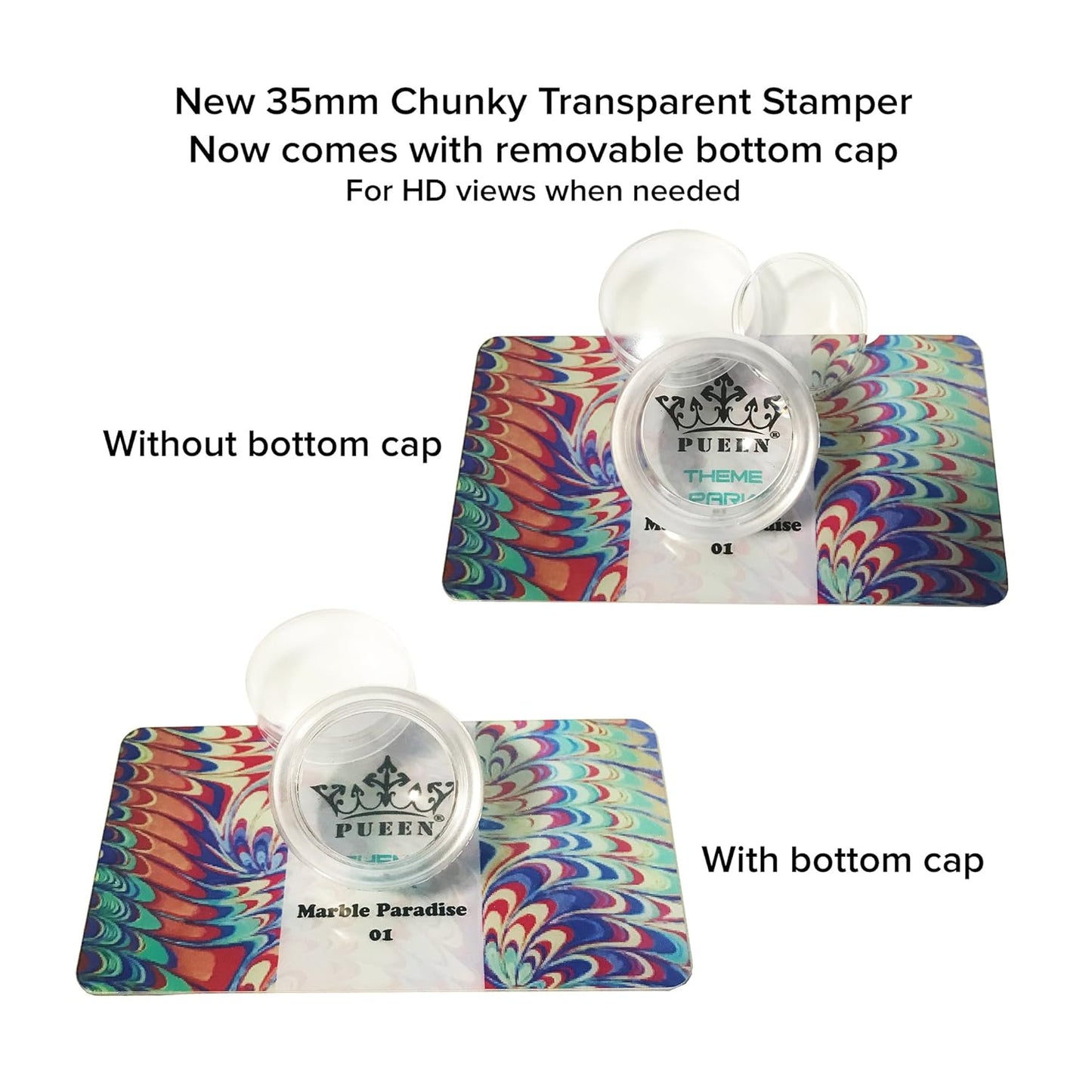 PUEEN 35mm HD Chunky Transparent Soft Stamper and Scraper Set - Nail Art - Stamping Tools - CLEAR - BH000706-Velvo Beauty