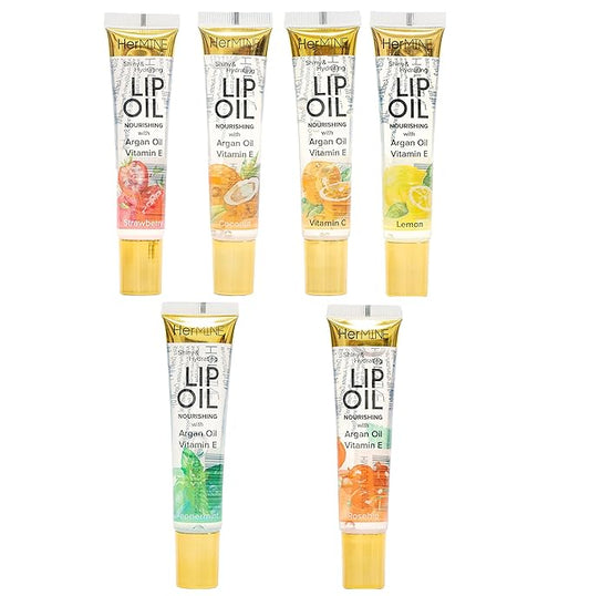 HerMINE Hydrating Lip Oil with Argan oil & Vitamin E Clear Long Lasting Nourishing Lip Oils Moisturizing Gel Multi-Packs Softening Clear Oil-Velvo Beauty