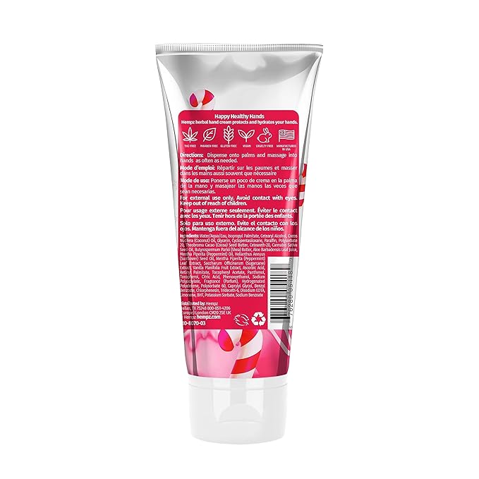 Hempz Limited Edition Candy Cane Lane Hand Cream Lotion (3 Oz) – Mini Holiday Scented Travel Cream Skin Care for Women & Men, Made with Shea Butter for Combatting Dry Hands while Travelling-Velvo Beauty