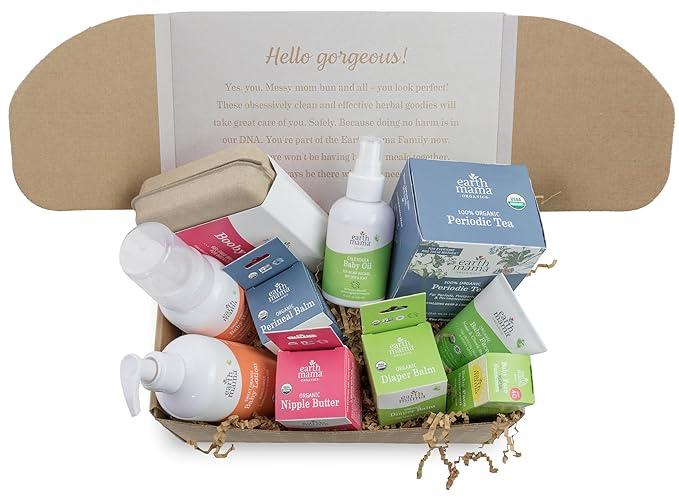Earth Mama's Mama & Baby Gift Set | Breastfeeding & Postpartum Essentials, Skin Care Gifts for Mom & Newborn, Baby Lotion & Wash, Baby Oil, Sunscreen, Balms, Nipple Butter, Tea and Booby Tubes, 10 pcs-Velvo Beauty