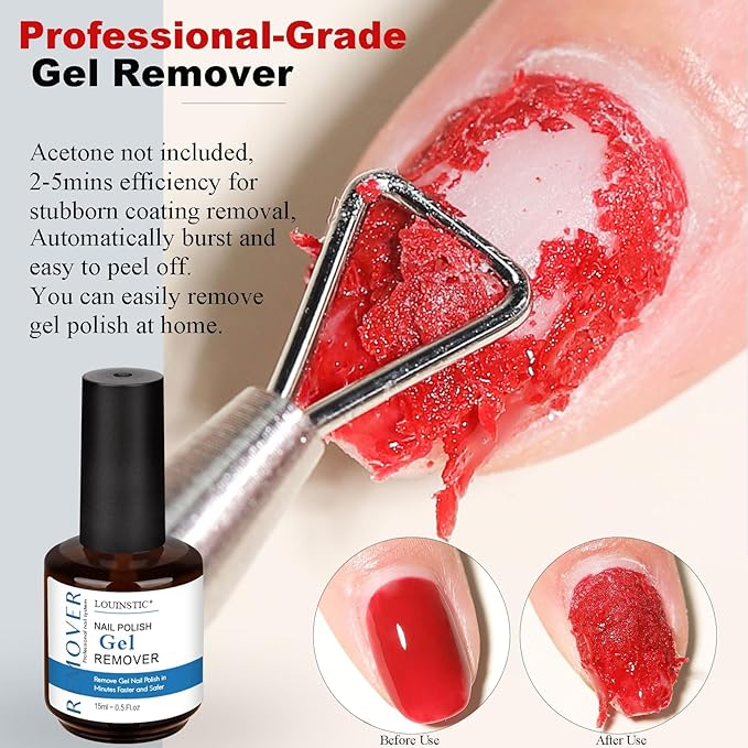 LOUINSTIC Gel Nail Remover - 1 PC,Fast Acting, No Soaking or Wrapping,2-5 Minutes to Easily Remove Gel Nail Polish,Gentle on Nails, Portable Design, Ideal for Home Nail Care Kit-Velvo Beauty
