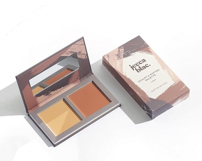 Jecca Blac Sculpt and Soften Contour Palette, Creamy Formula with Natural Finish, Medium Coverage, Gender Neutral and LGBTIQA+ Inclusive Make Up, Light, 12g-Velvo Beauty
