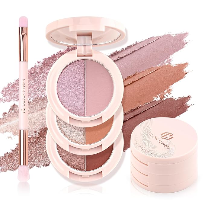 Color Nymph 6 Colors Eyeshadow Makeup Palette | 6-IN-1 Multi-Colored Shimmer & Matte Long-Lasting Travel Size Eye Shadow Make up Kit, Stacked Makeup Design Includes Eyeshadow Brush and Mirror-Velvo Beauty