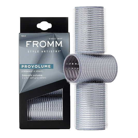 Fromm ProVolume 1.5" Self-Grip Ceramic Ionic Thermal Hair Rollers, 3 Count Salon Quality Hair Curlers for Short, Medium and Long Hair-Velvo Beauty