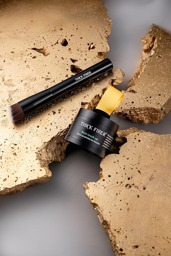 THICK FIBER Root Touch Up Concealer - Hairline Powder for Thinning Hair, Water & Sweat Resistant Hair Loss Cover Up Set with Brush (Light Blonde)-Velvo Beauty