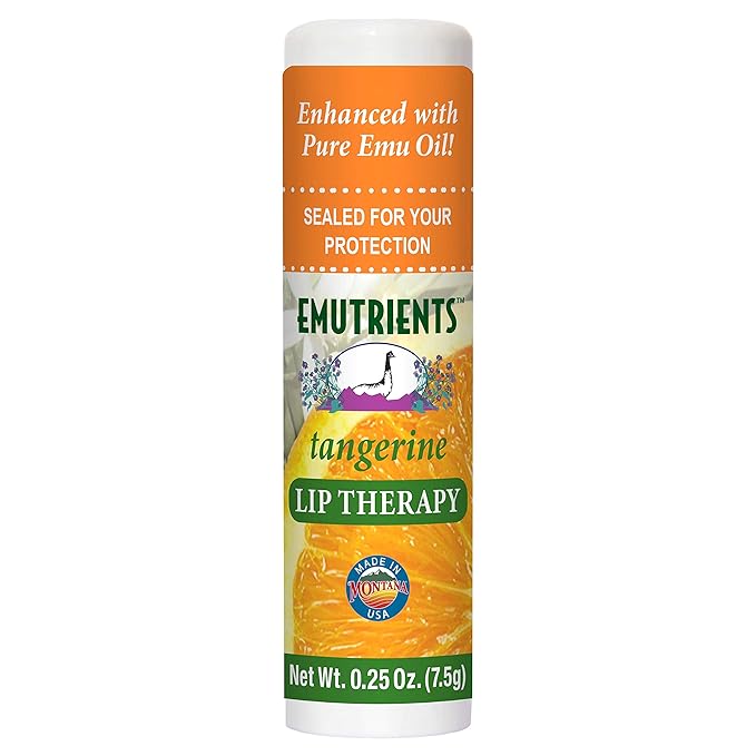 Montana Emu Ranch - Lip Therapy Lip Balm - 0.25 Ounce - Tangerine Flavor - Made with Pure Emu Oil-Velvo Beauty