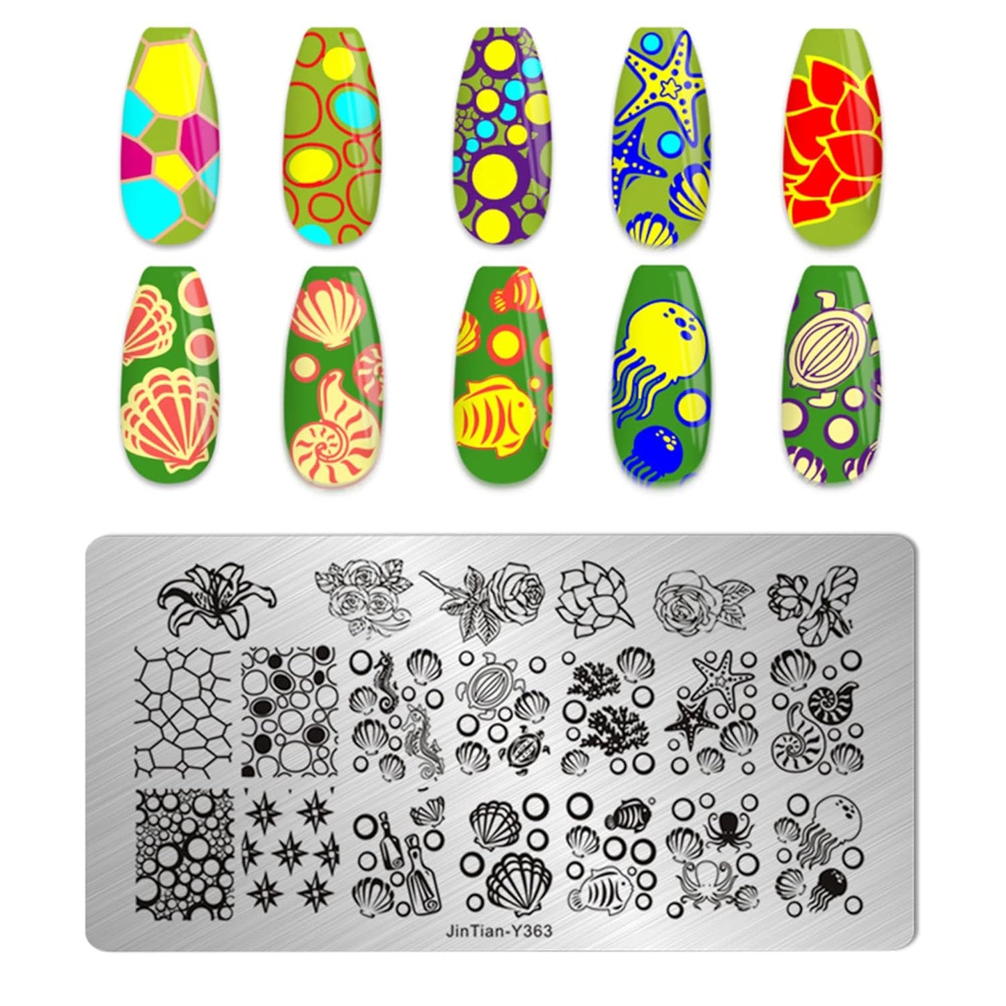 AddFavor Nail Stamper Kit - 6pcs Flower Lace Vine Stamping Plates with Silicone Stamper, Scraper & DIY Manicure Stencils-Velvo Beauty