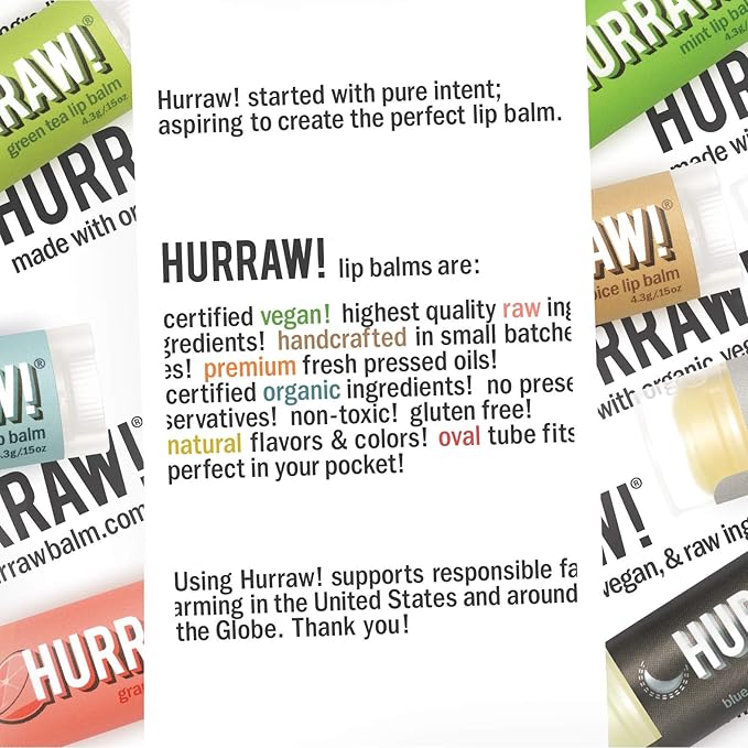 Hurraw! Lip Balms: Staff Favorites, 20 Balm Bundle Pack – Organic, Certified Vegan, Cruelty and Gluten Free. Non-GMO, 100% Natural Ingredients. Bee, Shea, Soy and Palm Free. Made in USA-Velvo Beauty