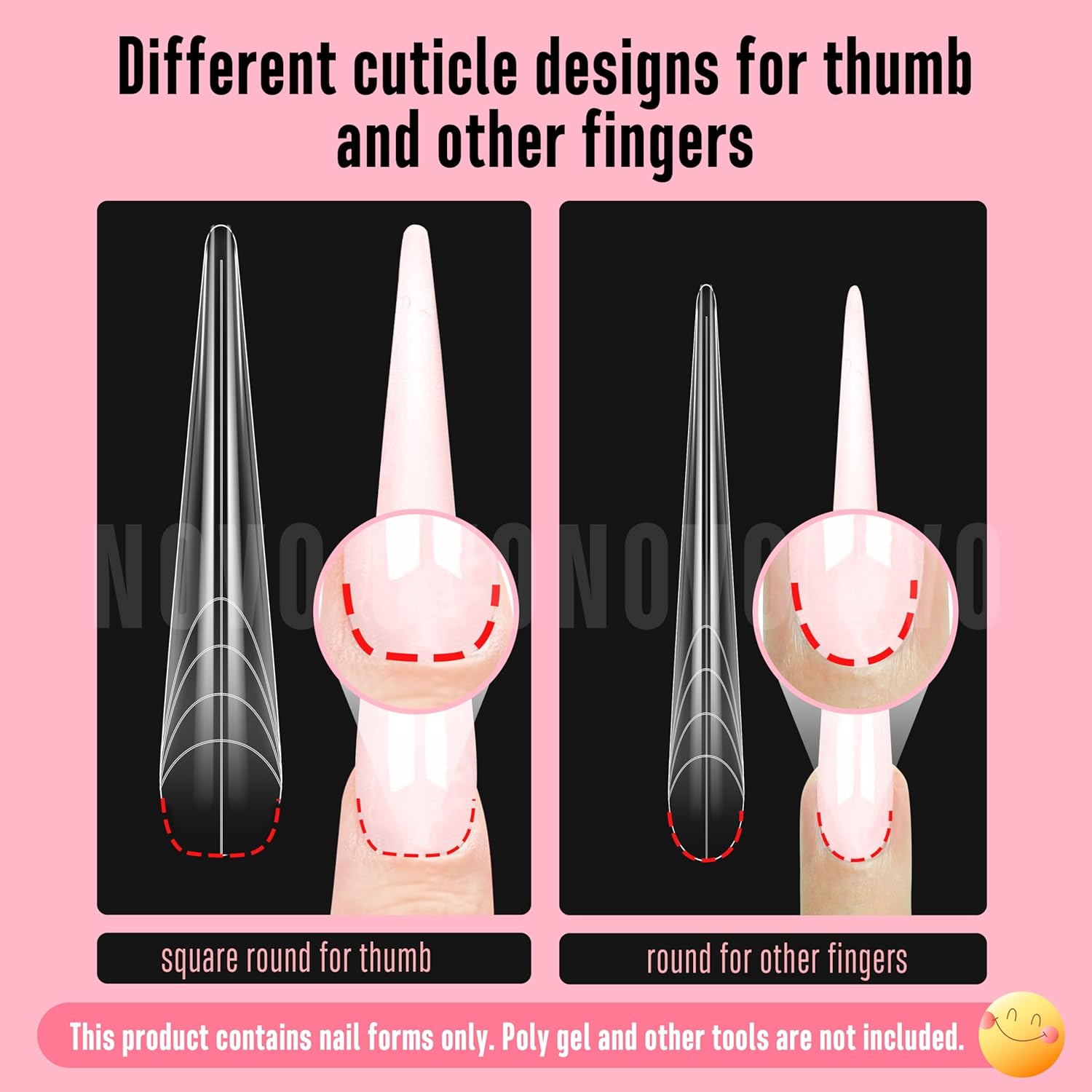 XXL XXXL Russian Almond/Coffin Nail Dual Forms for PolyGel Extension, NOT NAIL TIPS, Suitable for Harder/Builder/Poly Gel, Reusable Soft Gel Full Cover Molds 70 Pcs x 14 sizes-Velvo Beauty