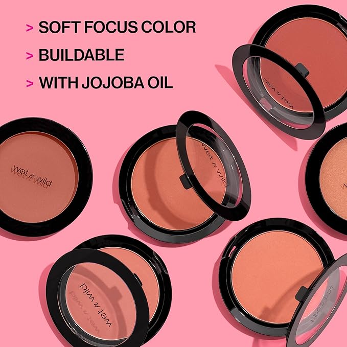 wet n wild Color Icon Blush, Effortless Glow & Seamless Blend infused with Luxuriously Smooth Jojoba Oil, Sheer Finish with a Matte Natural Glow, Cruelty-Free & Vegan - Pearlescent Pink(Packaged)-Velvo Beauty
