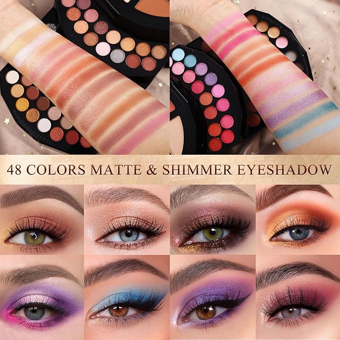 109 Colors Makeup Kit for Women Girl Full Kit Gift Set with Mirror All in One Make up Palette Included Eyeshadow Glitter Lipstick Concealer Eyeliner Eyebrow Highlighter Contour Blusher Compact PowderY-Velvo Beauty