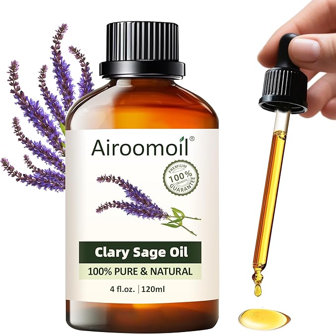 Pure Clary Sage Essential Oil, 100% Pure Natural Clary Sage Essential Oil, Premium Grade Essential Oils for Diffusers for Home, Skin, Care Massage, Soap Making, Aromatherapy, 4 Fl Oz | 120ml-Velvo Beauty