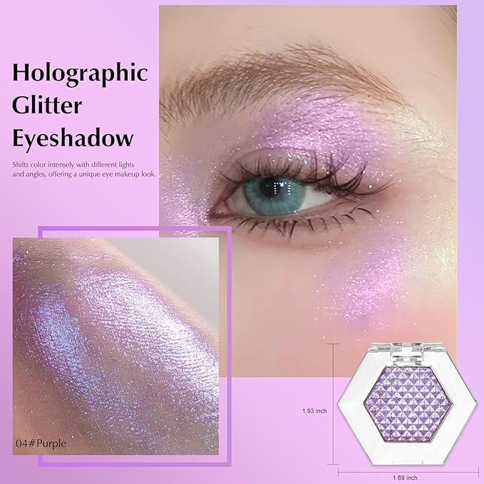 Blue Glitter Eyeshadow Palette, Multichrome Chameleon Cream to Powder Eye Shadow, Color Shifting Holographic Eyeshadow Shimmer Inner Corner Eye Brightener Highlighter Makeup-Velvo Beauty