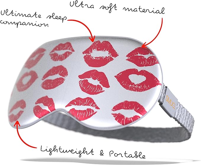 SMUG Satin Sleep Mask & Eye Mask | Travel Sleep Masks for Women & Men | Soft Sleeping Eye Mask to Nourish Skin & Reduce Dark Circles | Eye Sleep Mask Shades to Block Out Light | Kiss-Velvo Beauty