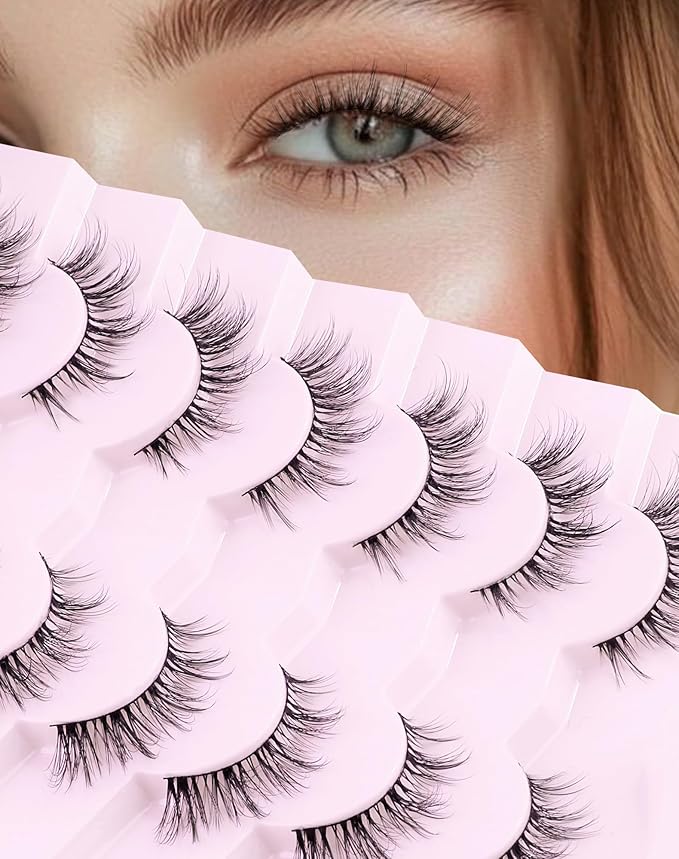 Natural Cat Eye Lashes Strip False Eyelashes Natural Look Flared Manga Spiky Eyelash 7 Pairs 13MM D293-Velvo Beauty