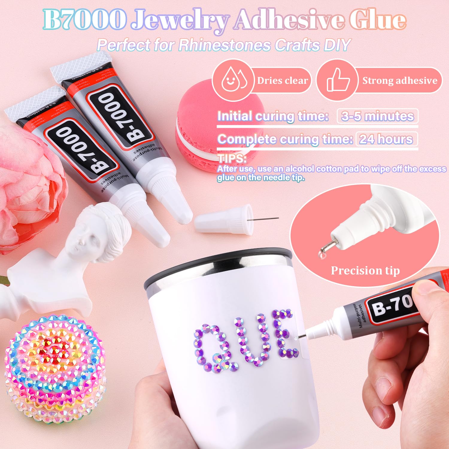 25000Pcs Resin Rhinestones with B7000 Jewelry Glue for Crafting, Dark Purple AB 2-6mm Non Hotfix Flatback Gems, Bedazzling Crystal for DIY Crafts Clothing Tumblers Mugs Shoes Fabric Decor Nail Art-Velvo Beauty