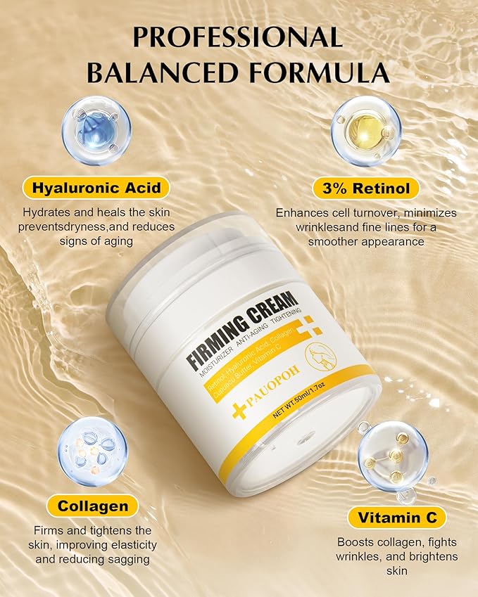 Neck Firming Cream with 3% Retinol - Hyaluronic Acid, Anti-Wrinkle Treatment, Skin Tightening Cream for Face, Neck, Chest & Décolleté-Velvo Beauty