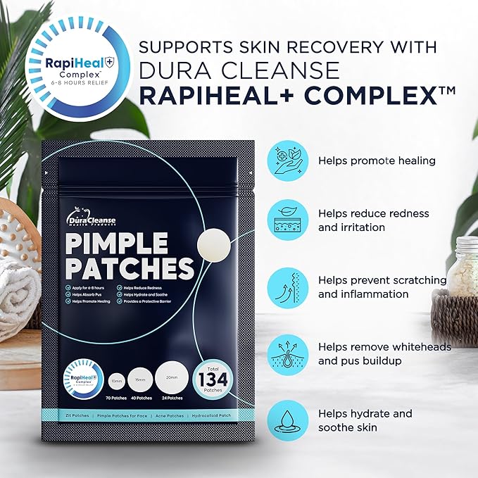 Pimple Patches for Face - 134 Count Hydrocolloid Acne Patches - Zit, Blemish, Cystic Acne Dots & Dark Spot Treatment - Invisible Clear Pimple Patch Stickers for Forehead, Chin, Nose, 3 Sizes (S, M, L)-Velvo Beauty
