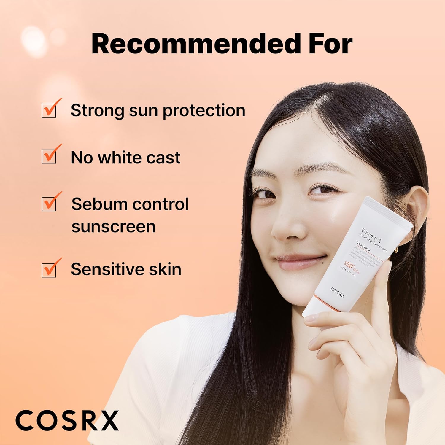COSRX Vitamin E Vitalizing Face Sunscreen SPF 50, 1.69 fl oz, SPF Moisturizer, Lightweight under Makeup, Travel Essentials, Summer Essentials, Korean Skin Care, Korean Sunscreen for Face-Velvo Beauty